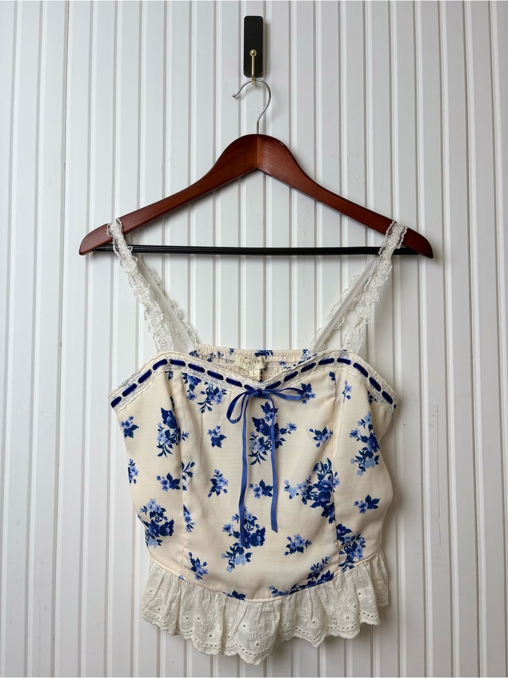 Thirty Thirty Bustier Crop Top L Floral Lace Corset Coquette Ren Faire Milkmaid